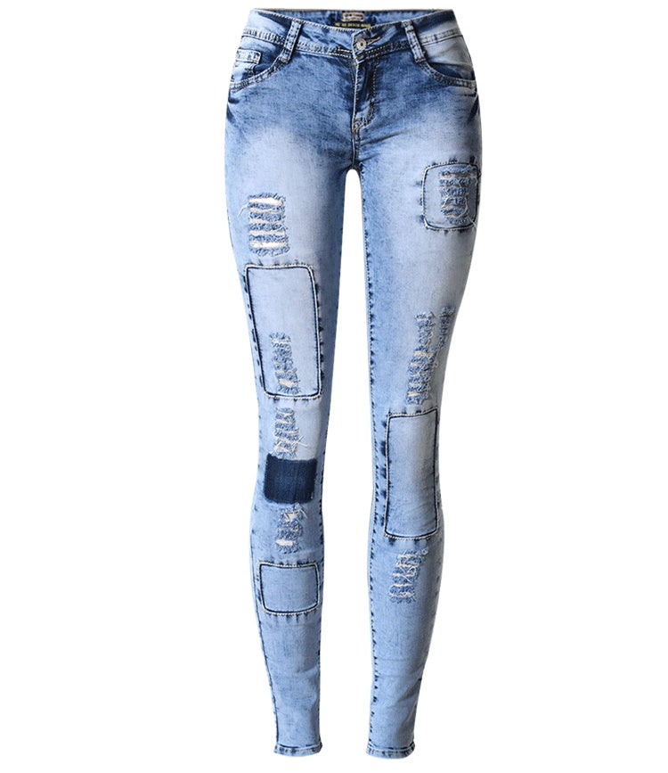 Summer Style Low Waist Sky Blue Patchwork Skinny Tights Women Pencil Jeans High Stretch Sexy Push Up Denim Women Fashion Jeans Summer Style Low Waist Sky Blue Patchwork Skinny Tights Women Pencil Jeans High Stretch Sexy Push Up Denim Women Fashion Jeans