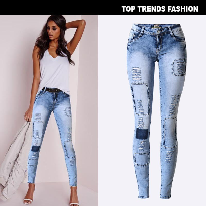Summer Style Low Waist Sky Blue Patchwork Skinny Tights Women Pencil Jeans High Stretch Sexy Push Up Denim Women Fashion Jeans Summer Style Low Waist Sky Blue Patchwork Skinny Tights Women Pencil Jeans High Stretch Sexy Push Up Denim Women Fashion Jeans
