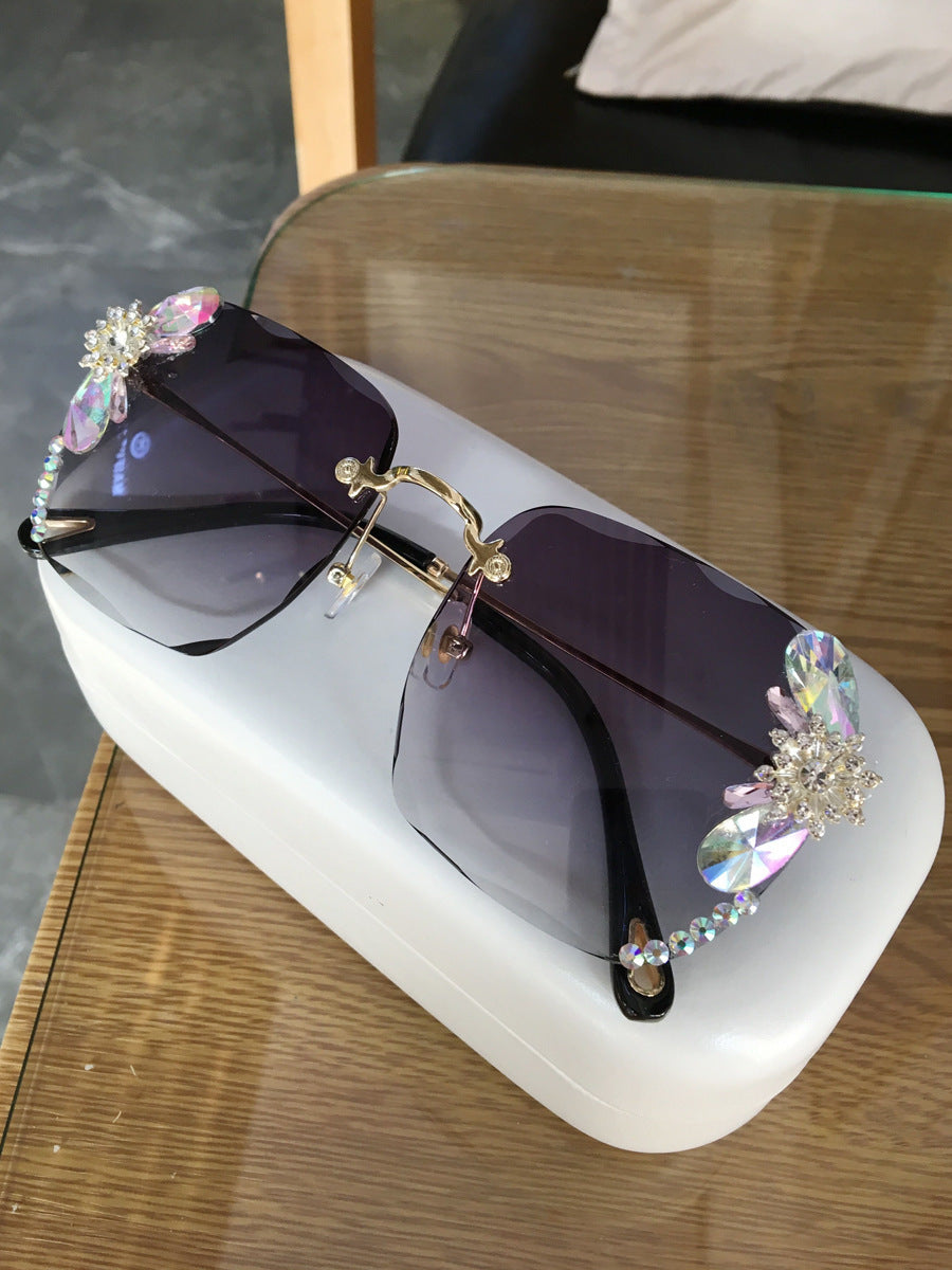 Frameless Trendy Rhinestone Sunglasses, Gradient Luxury Sunglasses Women Frameless Trendy Rhinestone Sunglasses, Gradient Luxury Sunglasses Women