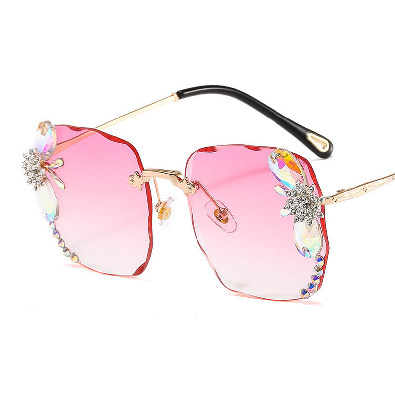 Frameless Trendy Rhinestone Sunglasses, Gradient Luxury Sunglasses Women Frameless Trendy Rhinestone Sunglasses, Gradient Luxury Sunglasses Women