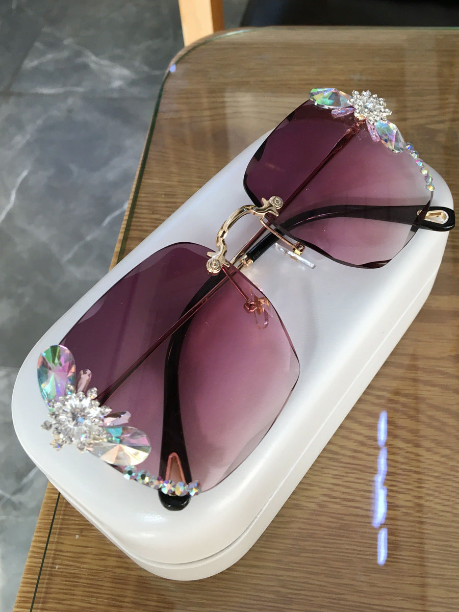 Frameless Trendy Rhinestone Sunglasses, Gradient Luxury Sunglasses Women Frameless Trendy Rhinestone Sunglasses, Gradient Luxury Sunglasses Women