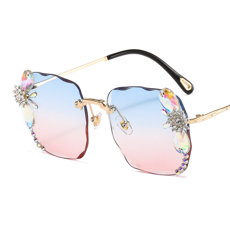 Frameless Trendy Rhinestone Sunglasses, Gradient Luxury Sunglasses Women Frameless Trendy Rhinestone Sunglasses, Gradient Luxury Sunglasses Women