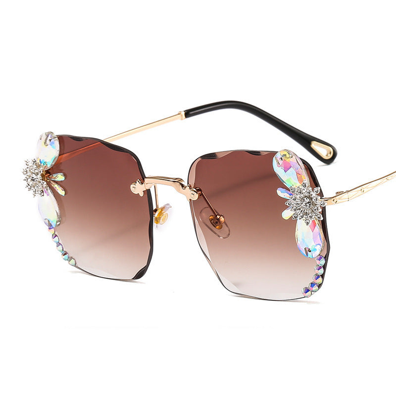 Frameless Trendy Rhinestone Sunglasses, Gradient Luxury Sunglasses Women Frameless Trendy Rhinestone Sunglasses, Gradient Luxury Sunglasses Women