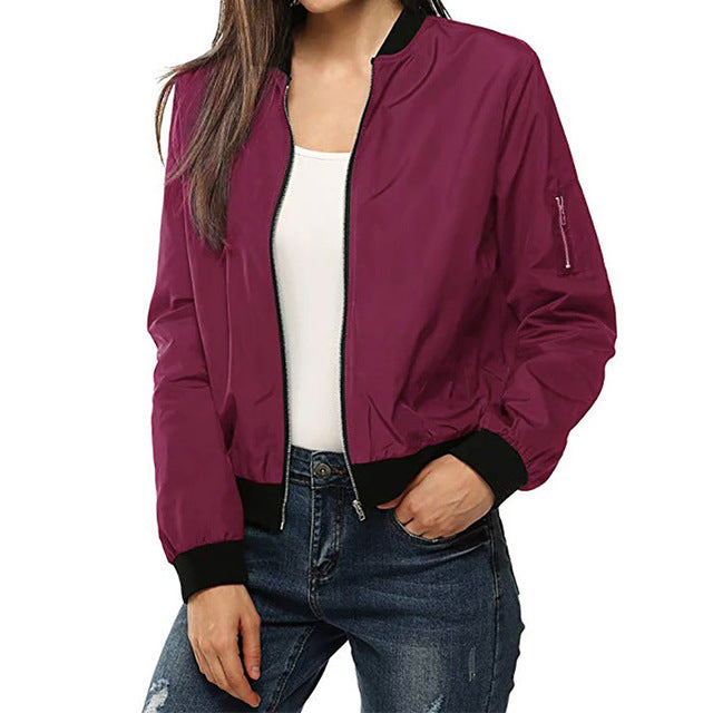 Sportswear Short Bomber Jacket Coat Autumn Women Sportswear Short Bomber Jacket Coat Autumn Women