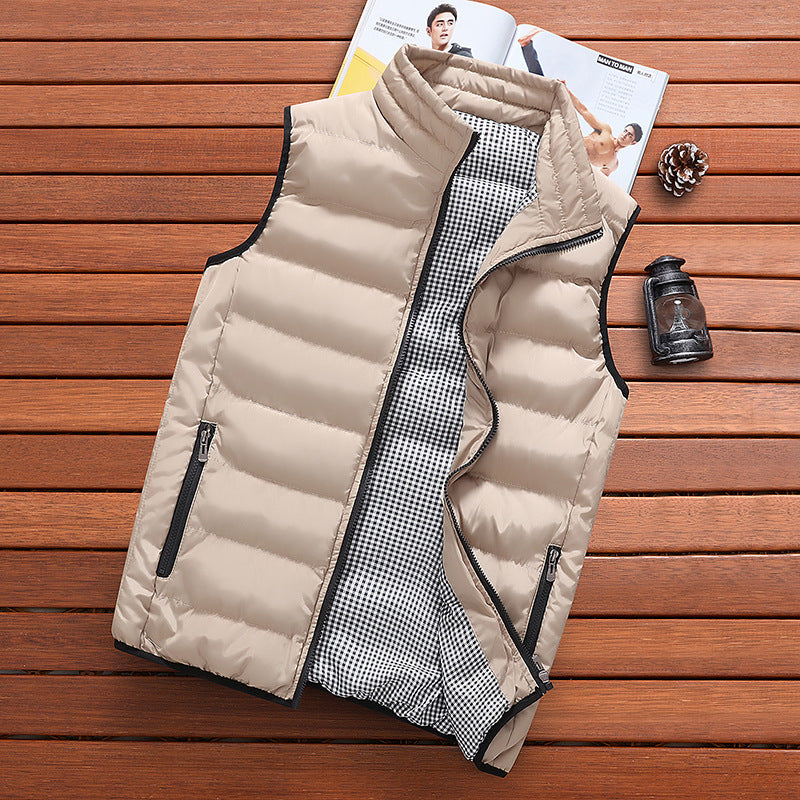 Vest Men'S Fashion Stand-Up Collar Autumn And Winter Warm Vest Heating Casual Trend Vest Men'S Silk Cotton Jacket Waistcoat Vest Men'S Fashion Stand-Up Collar Autumn And Winter Warm Vest Heating Casual Trend Vest Men'S Silk Cotton Jacket Waistcoat