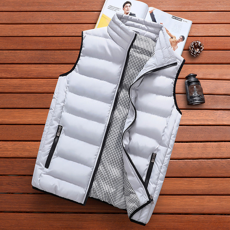 Vest Men'S Fashion Stand-Up Collar Autumn And Winter Warm Vest Heating Casual Trend Vest Men'S Silk Cotton Jacket Waistcoat Vest Men'S Fashion Stand-Up Collar Autumn And Winter Warm Vest Heating Casual Trend Vest Men'S Silk Cotton Jacket Waistcoat