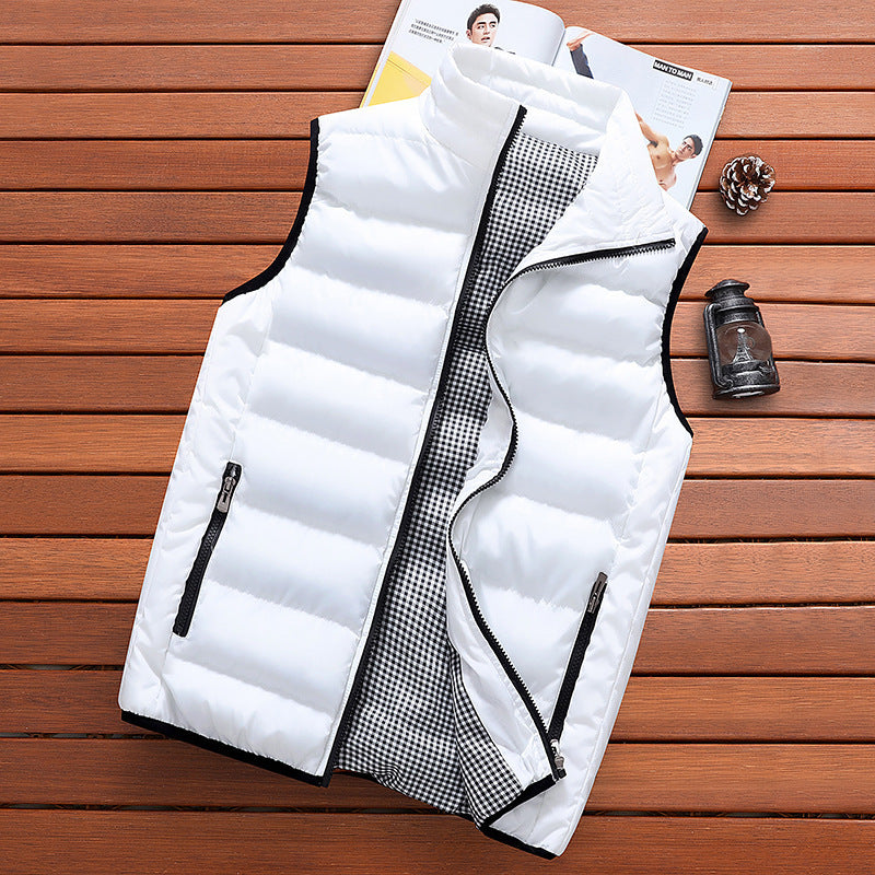 Vest Men'S Fashion Stand-Up Collar Autumn And Winter Warm Vest Heating Casual Trend Vest Men'S Silk Cotton Jacket Waistcoat Vest Men'S Fashion Stand-Up Collar Autumn And Winter Warm Vest Heating Casual Trend Vest Men'S Silk Cotton Jacket Waistcoat