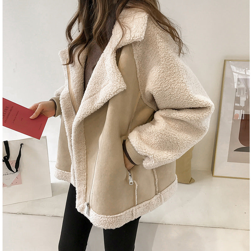 Suede Jacket Women Short Lamb Velvet Motorcycle Jacket Suede Jacket Women Short Lamb Velvet Motorcycle Jacket