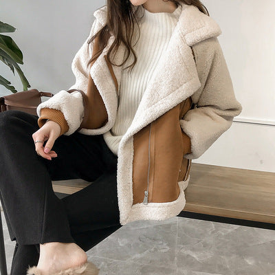 Suede Jacket Women Short Lamb Velvet Motorcycle Jacket Suede Jacket Women Short Lamb Velvet Motorcycle Jacket