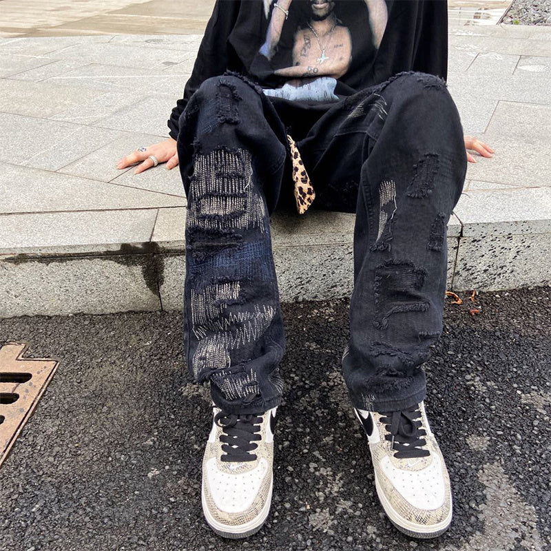 7tt Original National Chaogao Street Cut Loose Straight Jeans Men''s Wide Leg High Waist Versatile Casual Pants 7tt Original National Chaogao Street Cut Loose Straight Jeans Men''s Wide Leg High Waist Versatile Casual Pants