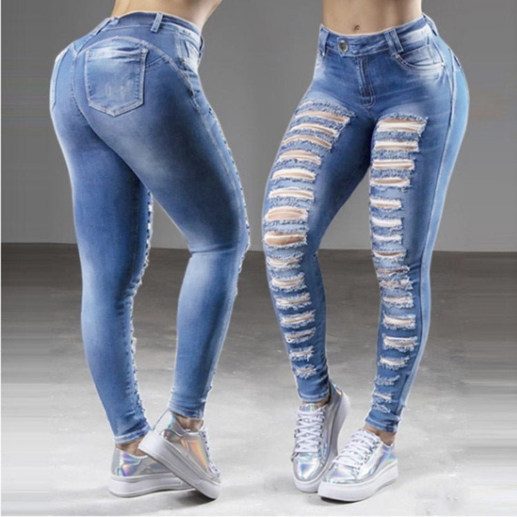 Jeans Street Cotton Denim Dark High Waist Blue Trousers Women Jeans Street Cotton Denim Dark High Waist Blue Trousers Women