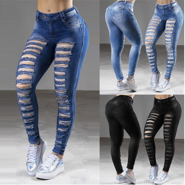 Jeans Street Cotton Denim Dark High Waist Blue Trousers Women Jeans Street Cotton Denim Dark High Waist Blue Trousers Women