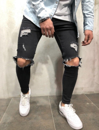 Men's jeans new hole pants trousers Men's jeans new hole pants trousers