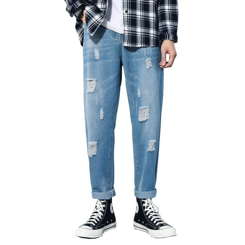 Ripped Jeans Men's Straight And Versatile Men's Beggar Pants Ripped Jeans Men's Straight And Versatile Men's Beggar Pants
