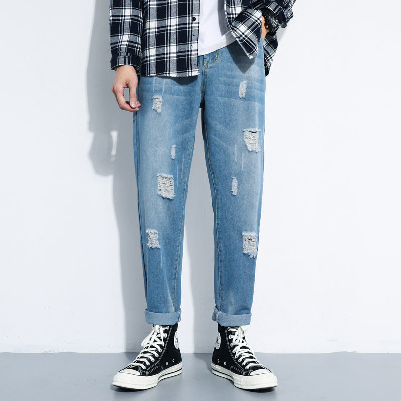 Ripped Jeans Men's Straight And Versatile Men's Beggar Pants Ripped Jeans Men's Straight And Versatile Men's Beggar Pants