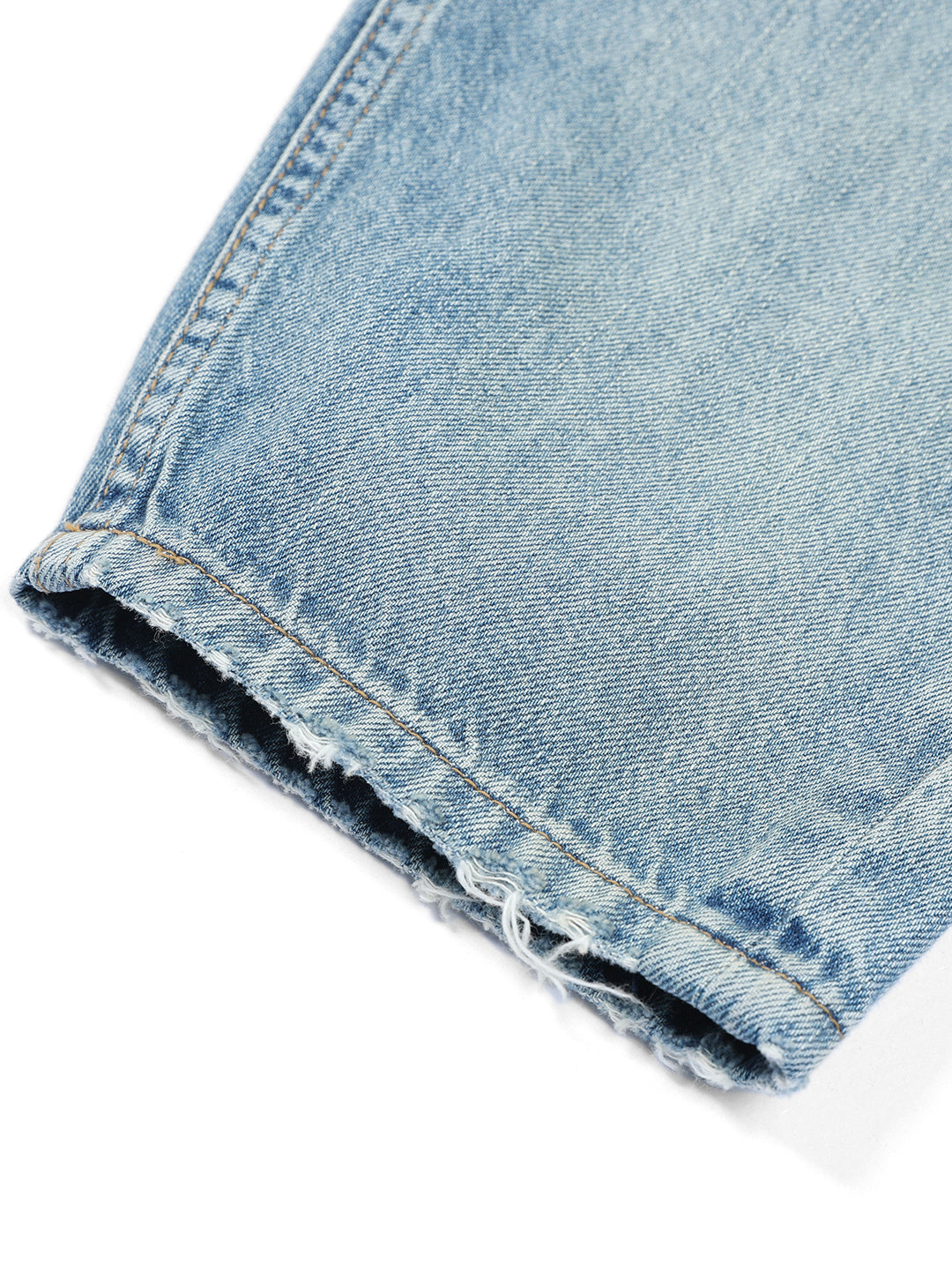 Washed Micro-elastic Frayed Cropped Jeans Men Washed Micro-elastic Frayed Cropped Jeans Men
