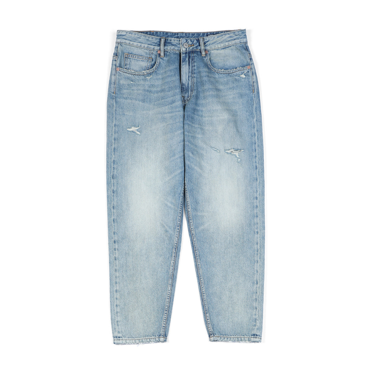 Washed Micro-elastic Frayed Cropped Jeans Men Washed Micro-elastic Frayed Cropped Jeans Men
