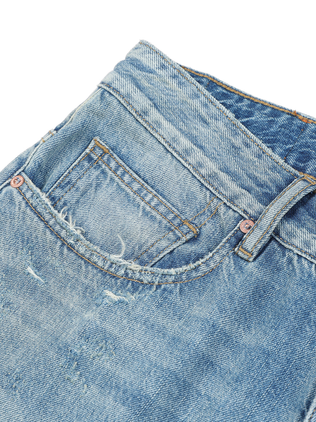 Washed Micro-elastic Frayed Cropped Jeans Men Washed Micro-elastic Frayed Cropped Jeans Men