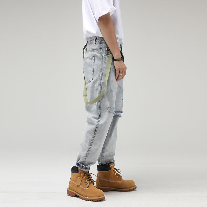 Retro Jeans Men Loose Straight Leg Overalls Overalls Retro Jeans Men Loose Straight Leg Overalls Overalls