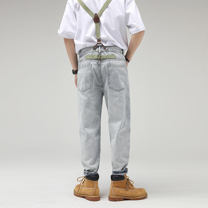 Retro Jeans Men Loose Straight Leg Overalls Overalls Retro Jeans Men Loose Straight Leg Overalls Overalls