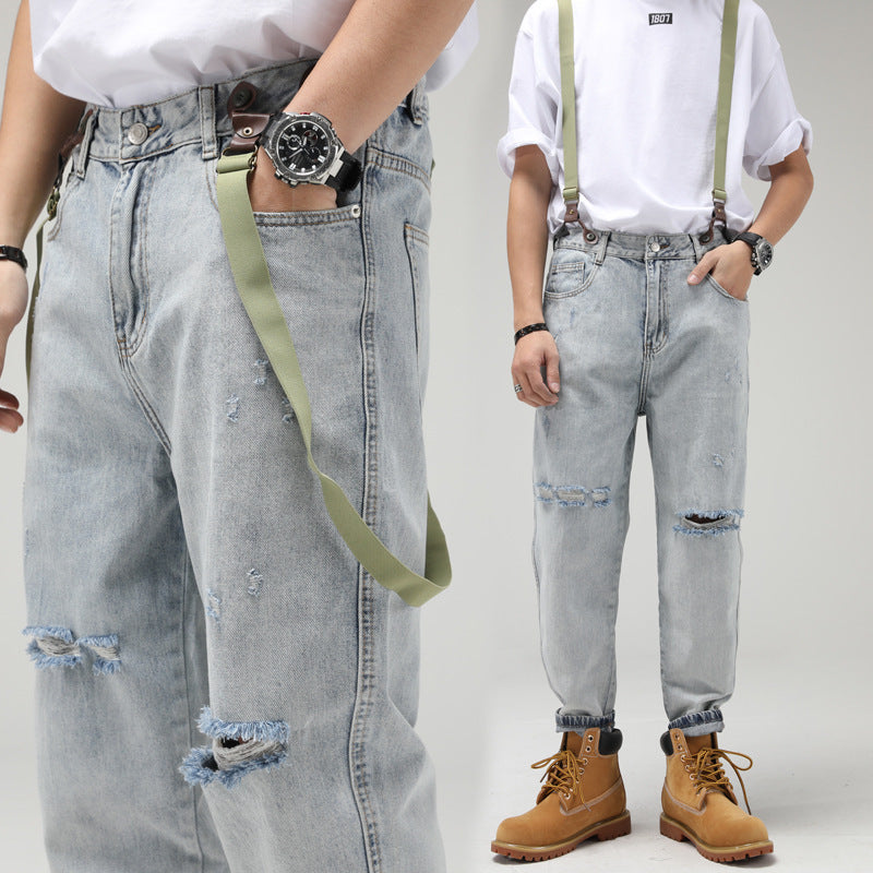 Retro Jeans Men Loose Straight Leg Overalls Overalls Retro Jeans Men Loose Straight Leg Overalls Overalls