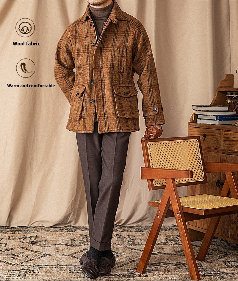 Safari Jacket Tweed Raglan Sleeve Thick Jacket Safari Jacket Tweed Raglan Sleeve Thick Jacket