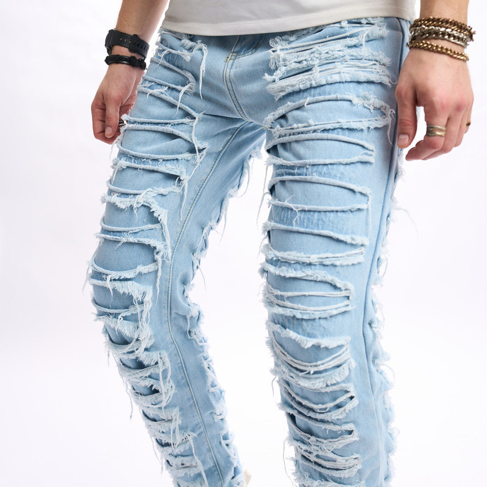 Simple Solid Color Ripped Skinny Jeans Simple Solid Color Ripped Skinny Jeans