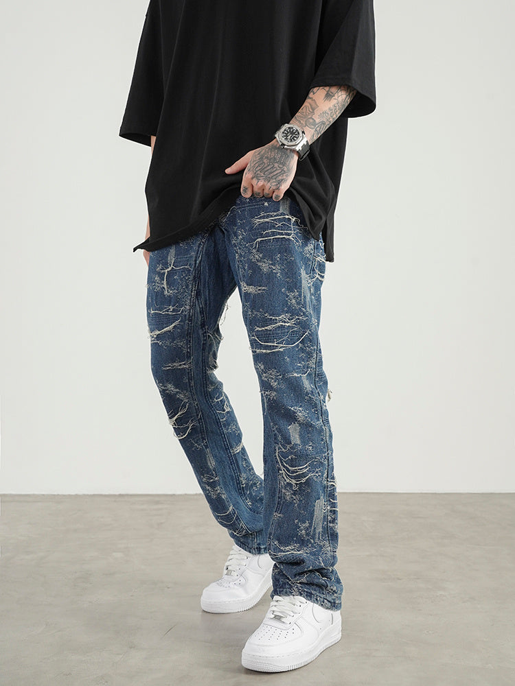 Cat Whiskers Deconstructed Micro Flared Jeans Men Cat Whiskers Deconstructed Micro Flared Jeans Men