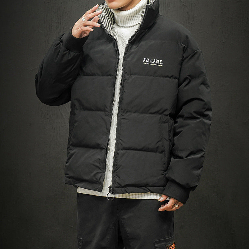 Printed stand collar loose coat Printed stand collar loose coat