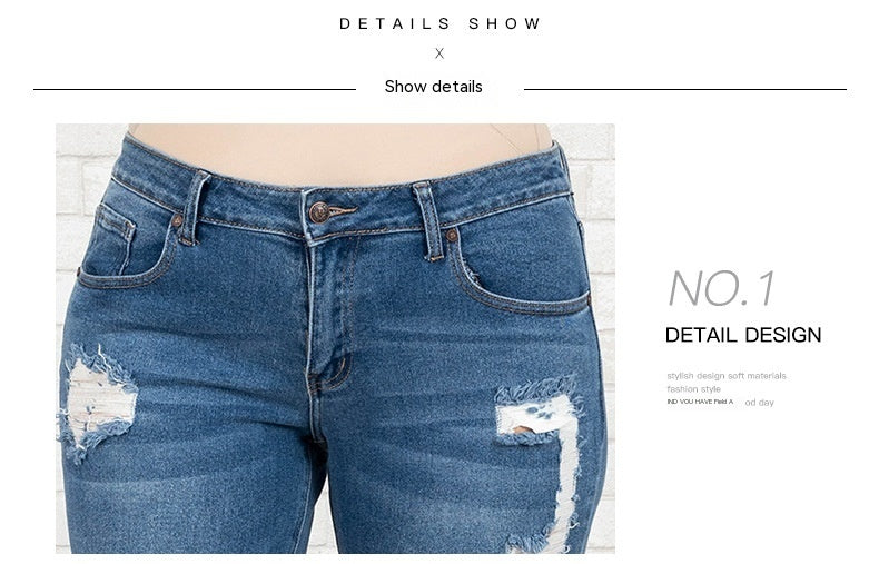 Women's Summer Plus Size Worn Fashion Jeans Women Women's Summer Plus Size Worn Fashion Jeans Women