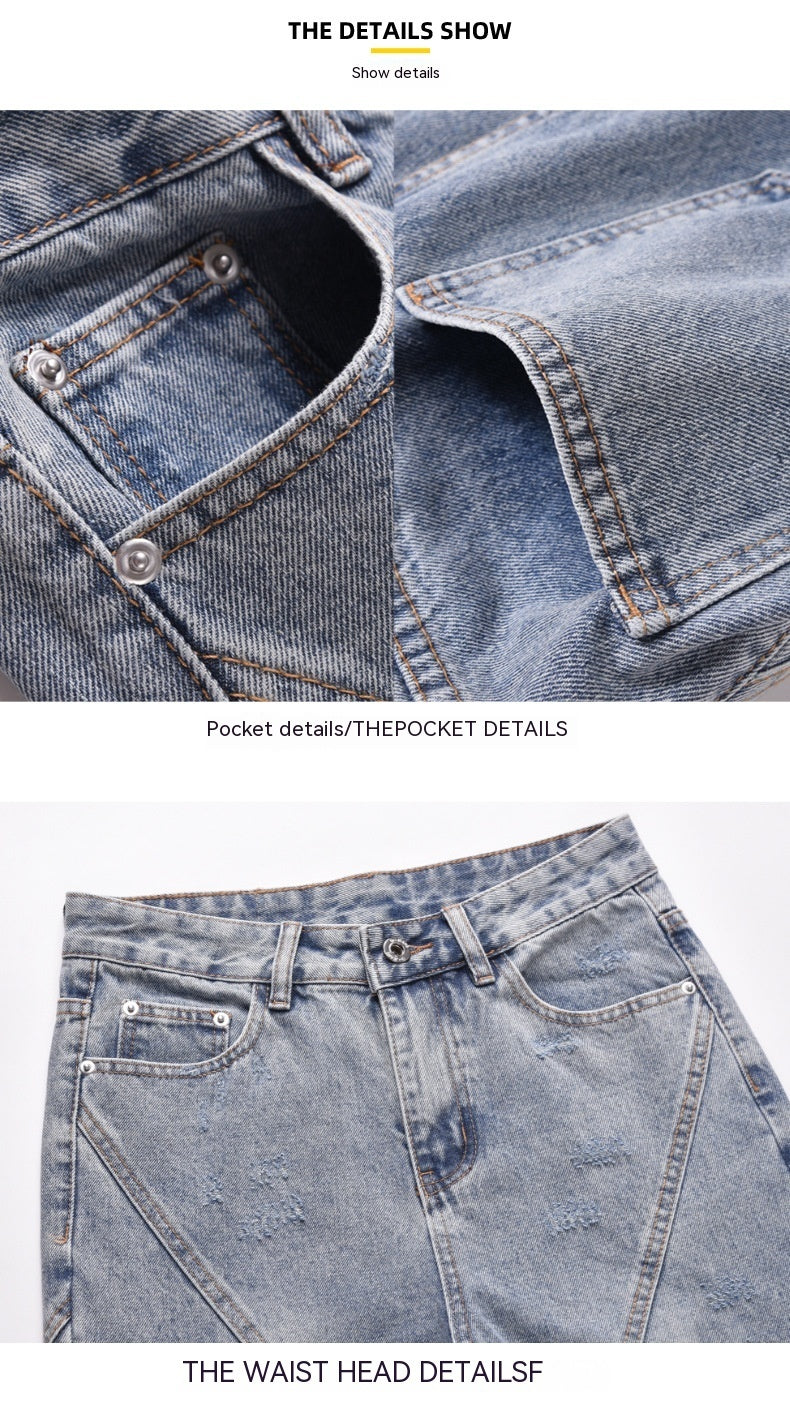 American High Street Leg Opening Zipper Jeans For Men American High Street Leg Opening Zipper Jeans For Men