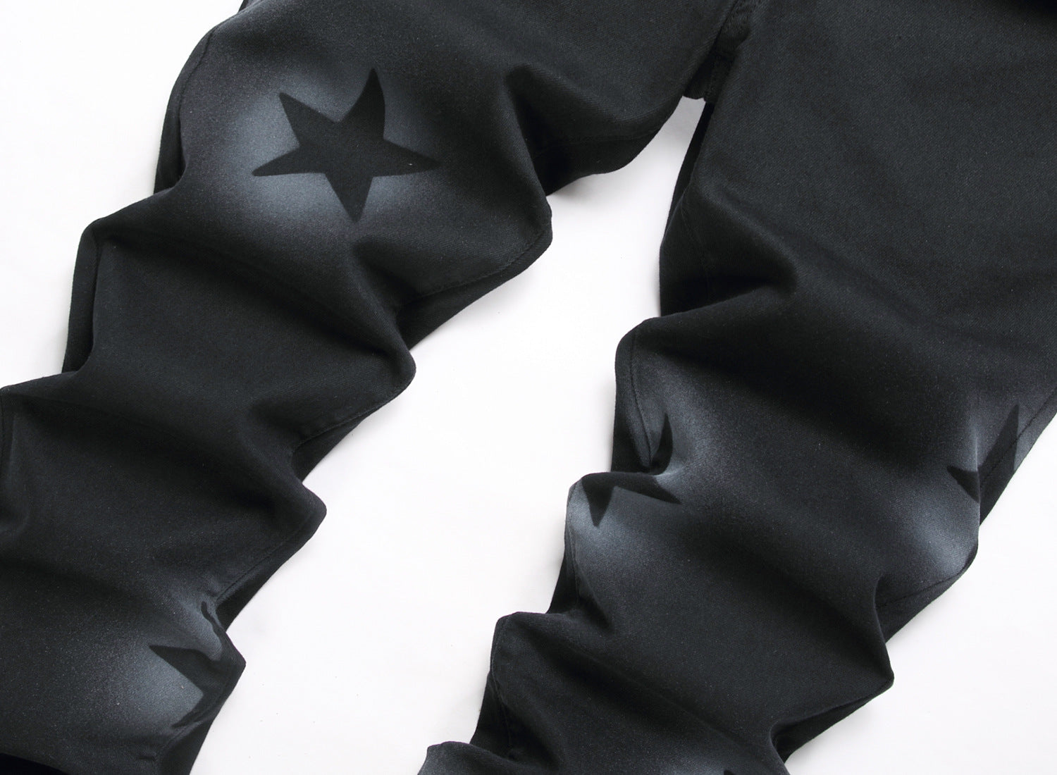 Hand-painted Gun Spray Five-pointed Star Elastic Black Pencil Pants Mid-waist Jeans Men Hand-painted Gun Spray Five-pointed Star Elastic Black Pencil Pants Mid-waist Jeans Men