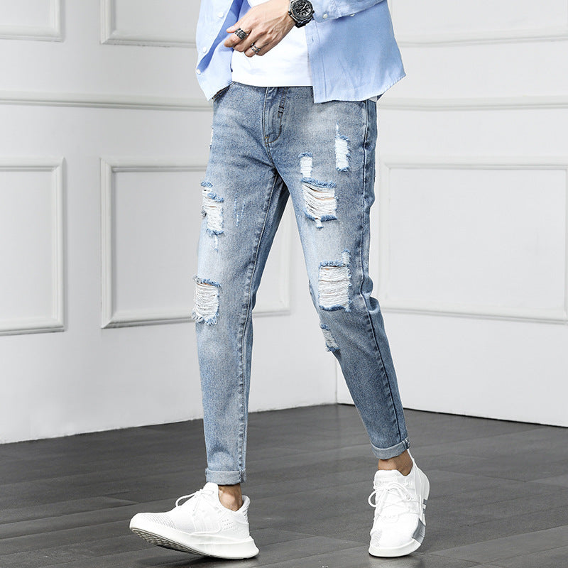 Ripped cropped jeans beggar pants Ripped cropped jeans beggar pants