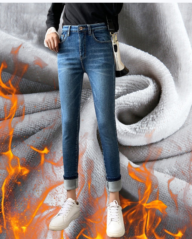 Retro plus velvet thick women jeans Retro plus velvet thick women jeans