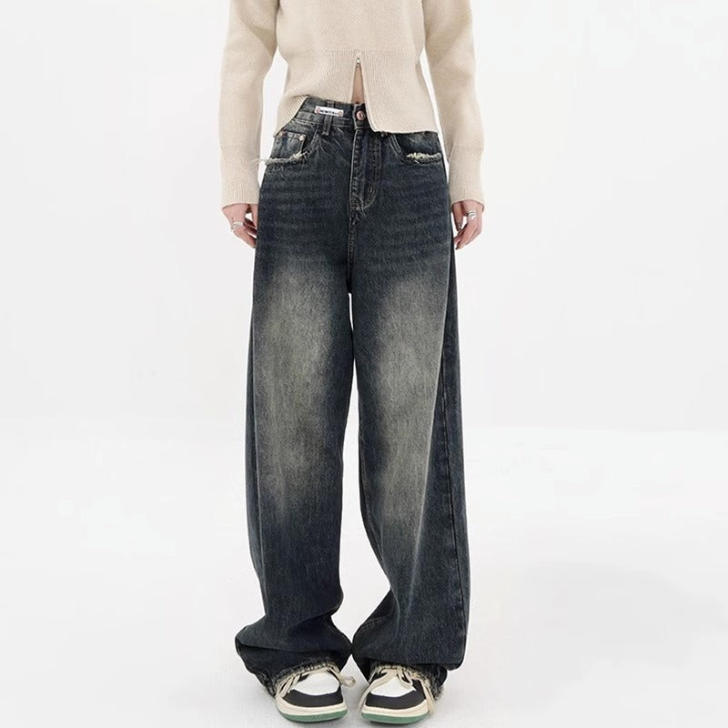 Plus Size High Waist Loose And Slimming Straight Wide Leg Jeans For Women Plus Size High Waist Loose And Slimming Straight Wide Leg Jeans For Women