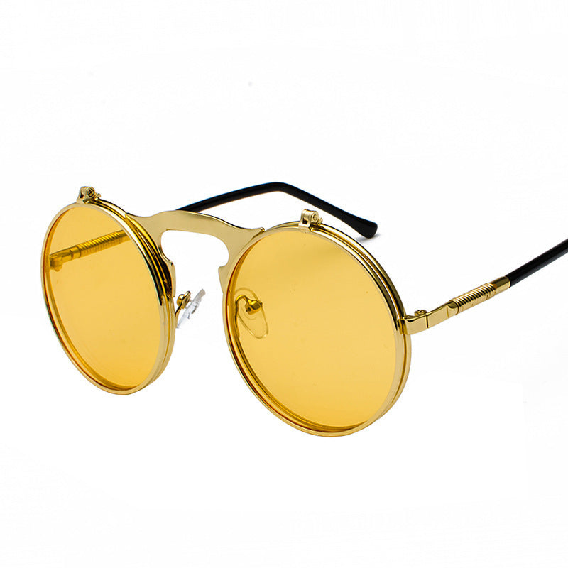 New Vintage Round Steampunk Sunglasses Flip-Up UV Protection Metal Frame Men And Women Summer Cycling Sun Glasses New Vintage Round Steampunk Sunglasses Flip-Up UV Protection Metal Frame Men And Women Summer Cycling Sun Glasses