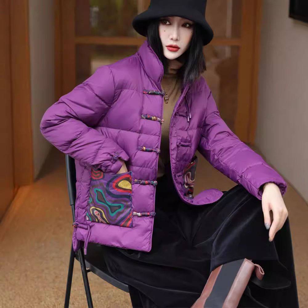 Chinese Retro Down Jacket Women's Stand Collar Chinese Retro Down Jacket Women's Stand Collar
