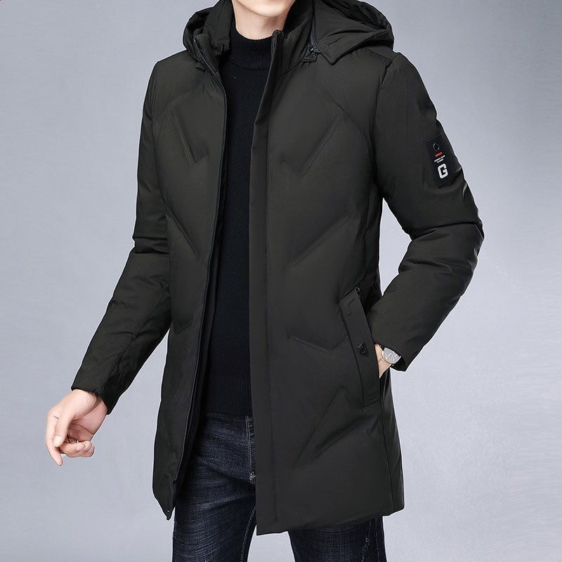 Long Slim Casual Jacket With Removable Cap Long Slim Casual Jacket With Removable Cap