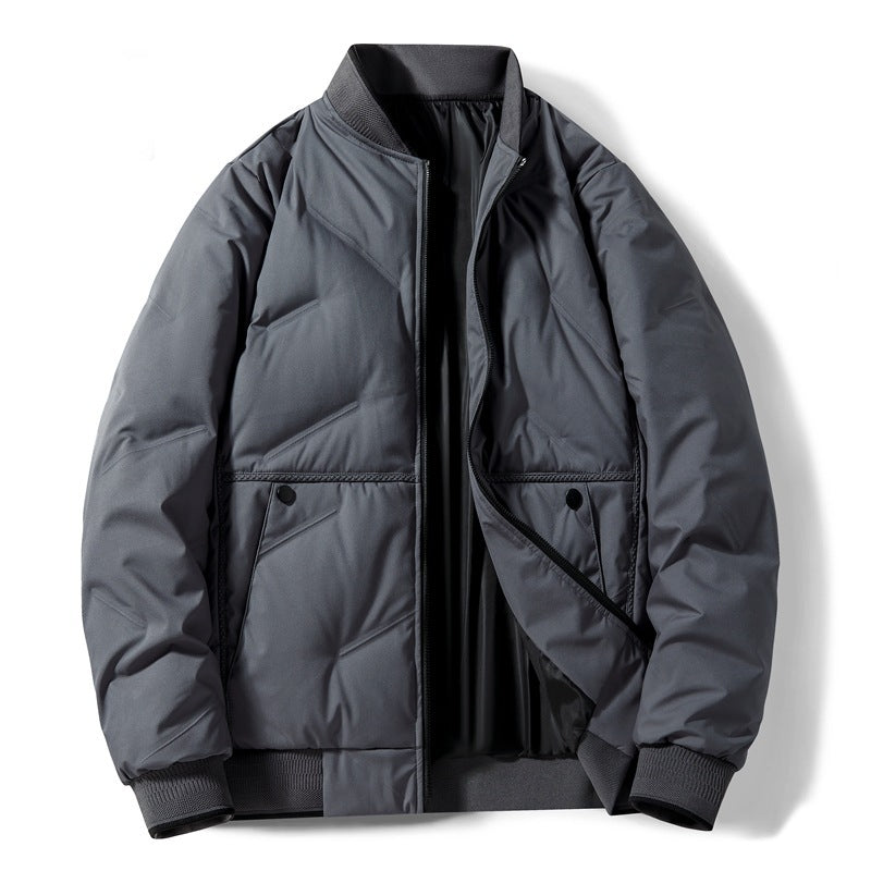 Fashion Down Jacket Winter Warm Baseball Jacket For Men Casual All-match Solid Color Coat Fashion Down Jacket Winter Warm Baseball Jacket For Men Casual All-match Solid Color Coat
