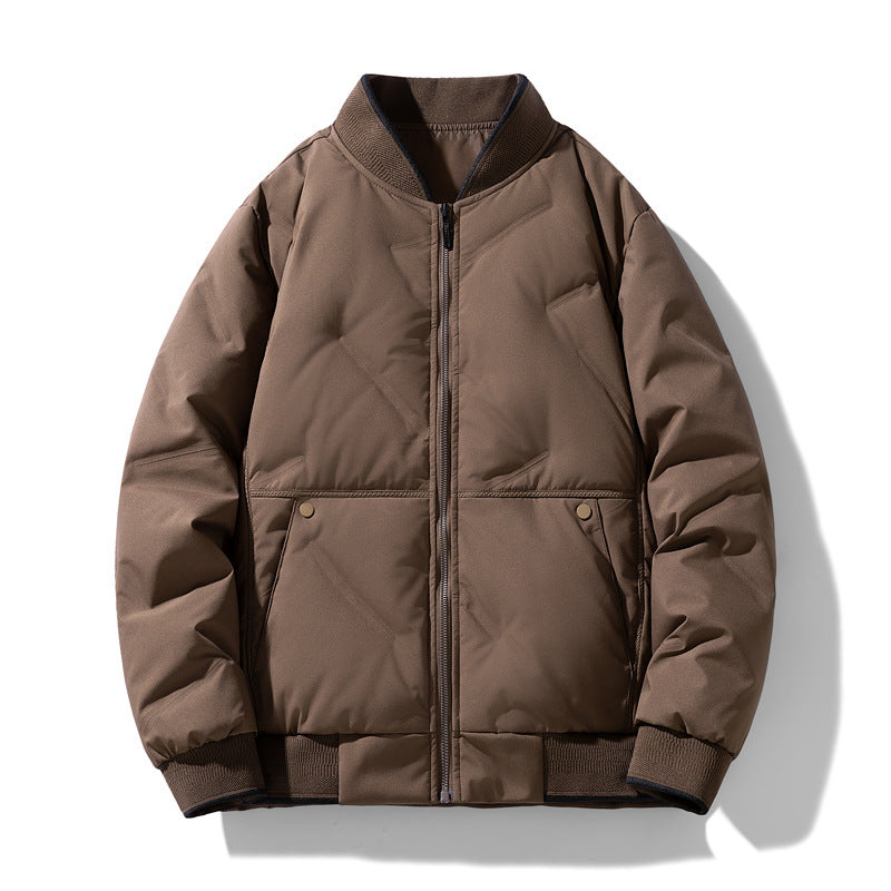Fashion Down Jacket Winter Warm Baseball Jacket For Men Casual All-match Solid Color Coat Fashion Down Jacket Winter Warm Baseball Jacket For Men Casual All-match Solid Color Coat