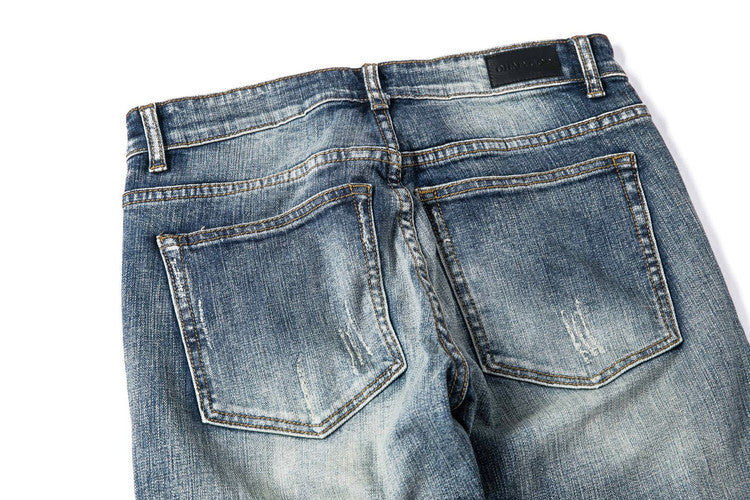 Knife cut classic zipper beam pants jeans Knife cut classic zipper beam pants jeans
