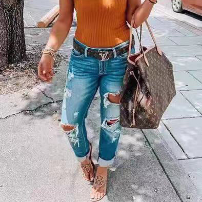 Ripped jeans personality women Ripped jeans personality women