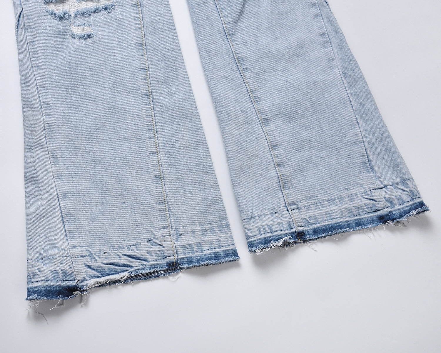 Water Washed Hole Stitching Bootleg Pants Jeans Water Washed Hole Stitching Bootleg Pants Jeans