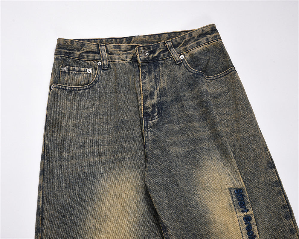 Fashion Personalized Washed Dyed Jeans Men Fashion Personalized Washed Dyed Jeans Men