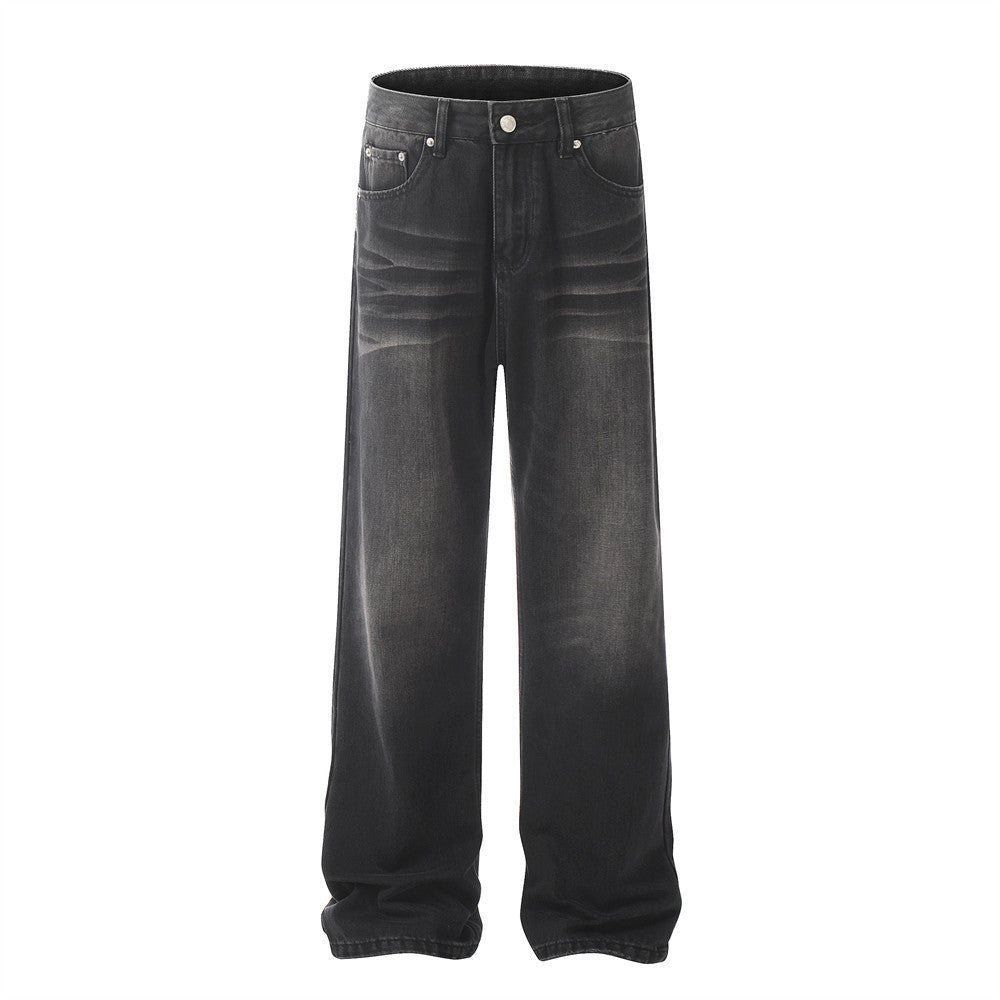 Washed Black Straight Jeans For Men Washed Black Straight Jeans For Men