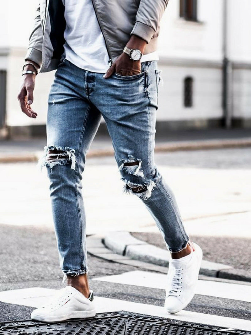 Men's jeans new hole pants trousers Men's jeans new hole pants trousers