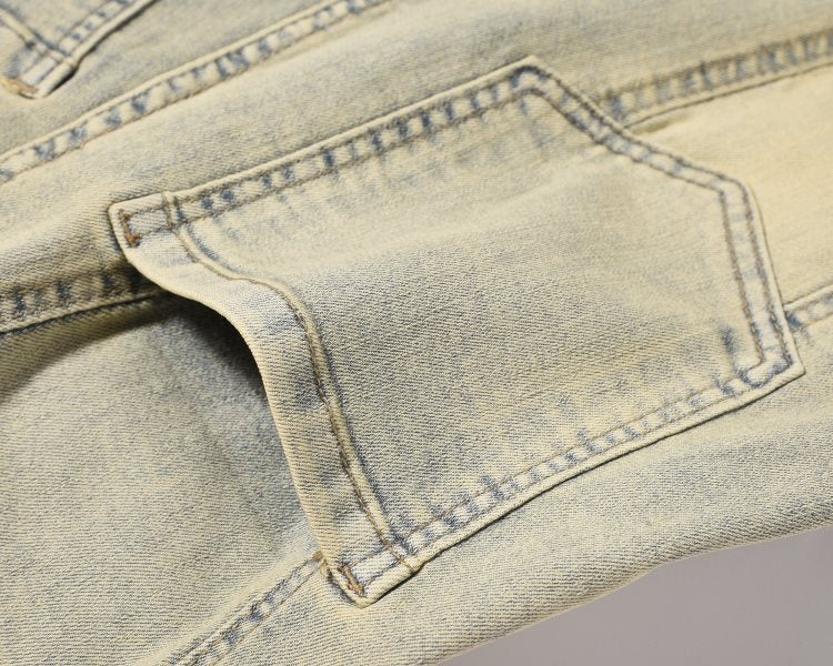 RO Style Wide Leg Patchwork Cargo Pants Jeans Men RO Style Wide Leg Patchwork Cargo Pants Jeans Men