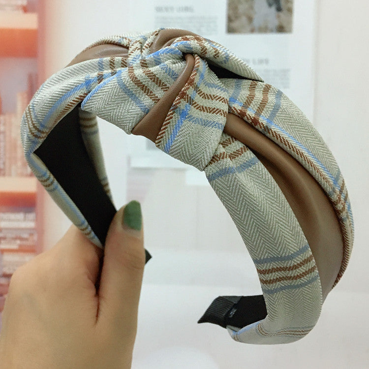 Houndstooth Wide-brim Retro Headband Adult Hair Accessories Houndstooth Wide-brim Retro Headband Adult Hair Accessories