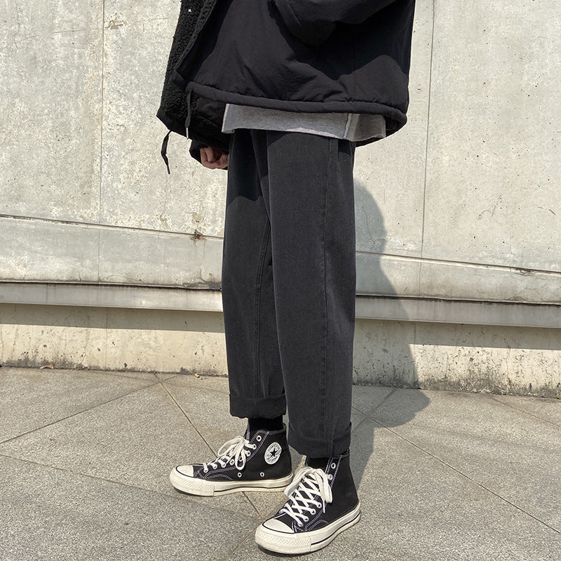 Pants Men's Black Handsome Straight Jeans Pants Men's Black Handsome Straight Jeans
