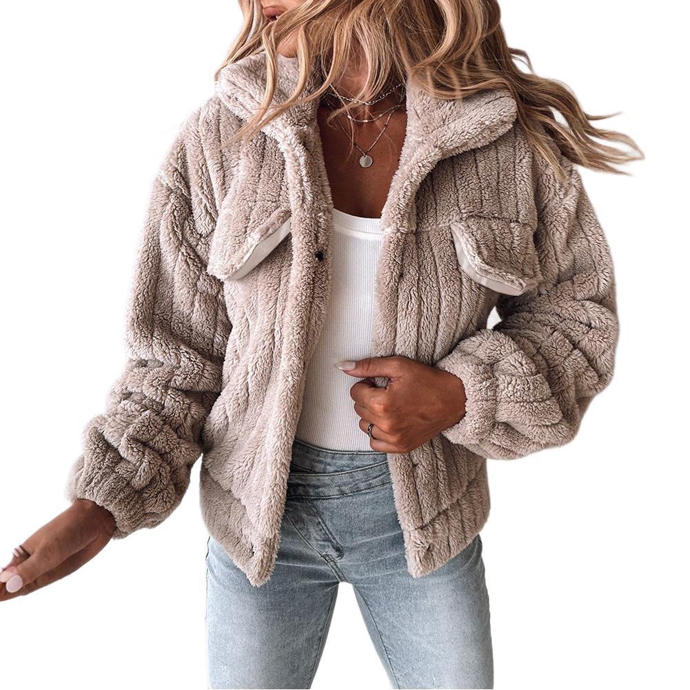 Women's Sunken Stripe Velvet Cardigan Lapel Short Coat Women's Sunken Stripe Velvet Cardigan Lapel Short Coat